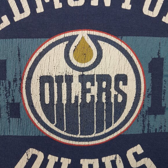 Vintage NHL Edmonton Oilers Tee Shirt Extra Large US XL NHL Hockey Oilers Blue - Picture 8 of 16